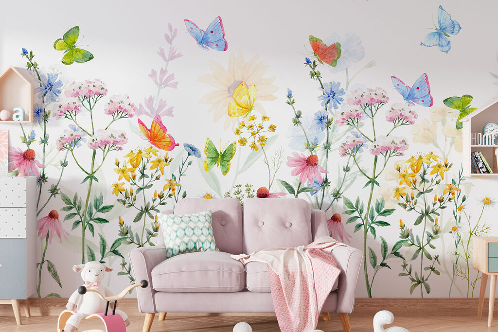 Painting of flowers and butterflies Painting of flowers and butterflies