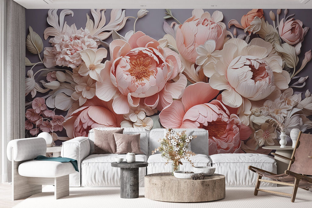Group of flowers on a gray background