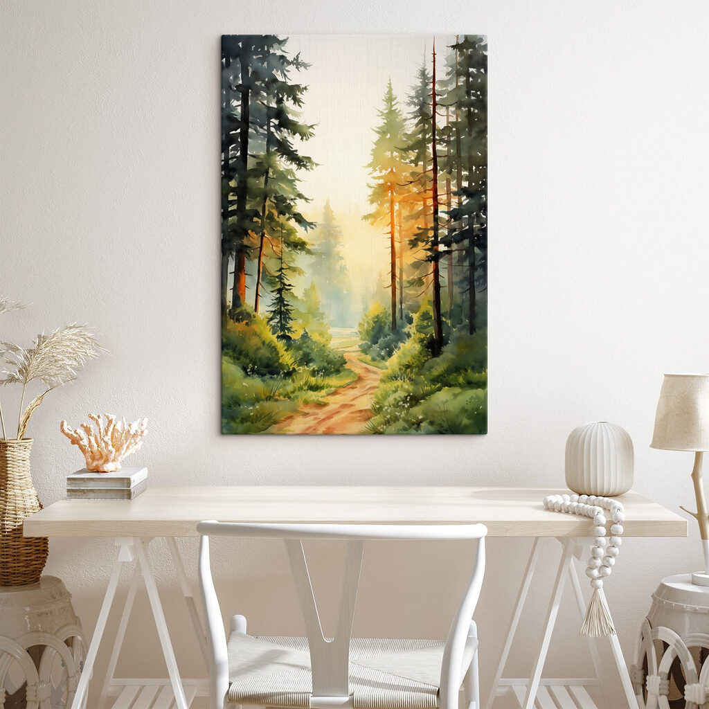 Watercolor painting of a forest