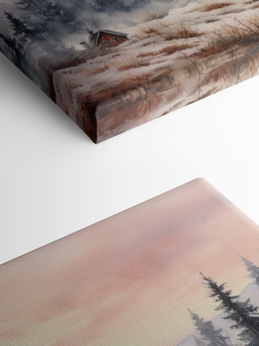 Landschaft mit Bäumen und Nebel