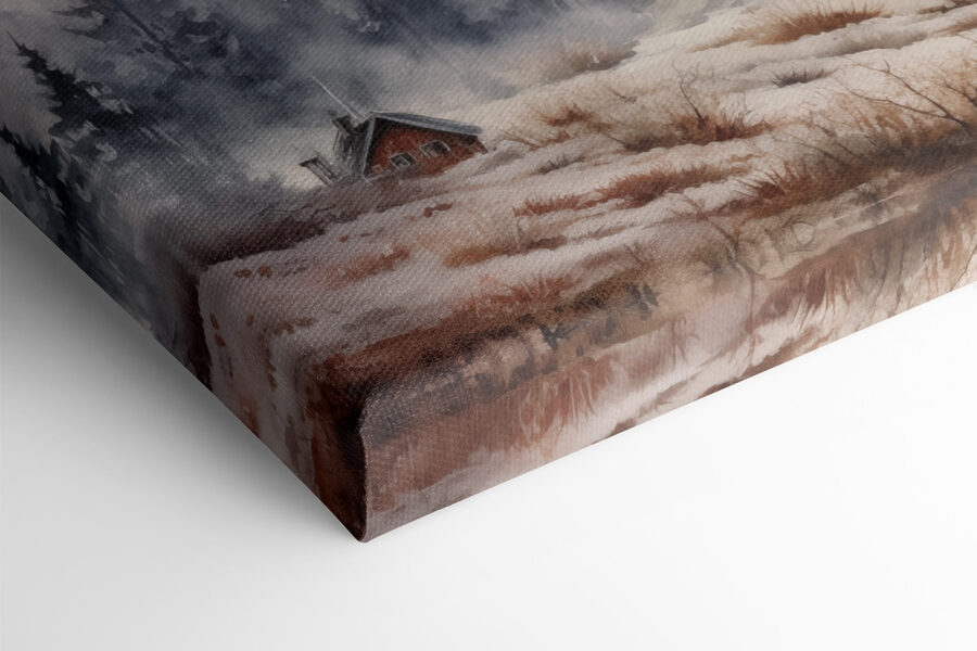 Landschaft mit Bäumen und Nebel