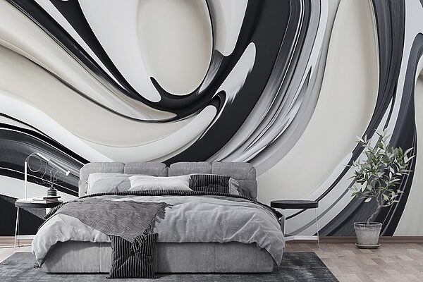 Schwarzes und weißes wirbelndes Design Schwarzes und weißes wirbelndes Design
