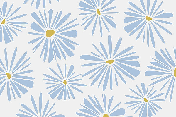 Muster aus blauen und gelben Blumen Muster aus blauen und gelben Blumen