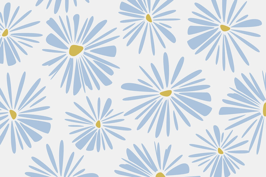 Muster aus blauen und gelben Blumen