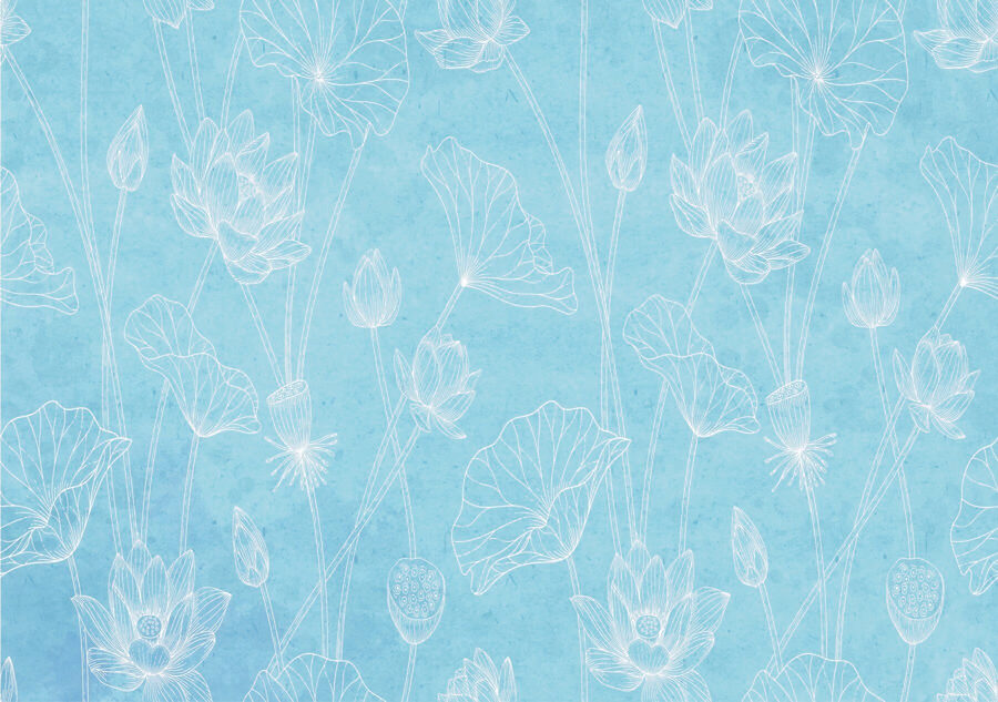 Blaues und weißes Blumenmuster