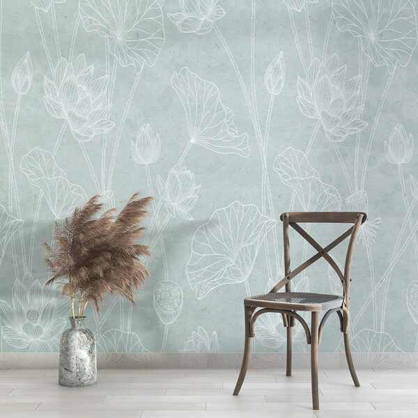Pattern of flowers on a blue background