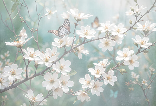 Schmetterling auf einer weißen Blume Schmetterling auf einer weißen Blume