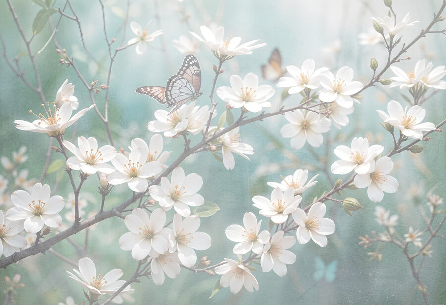 Schmetterling auf einer weißen Blume