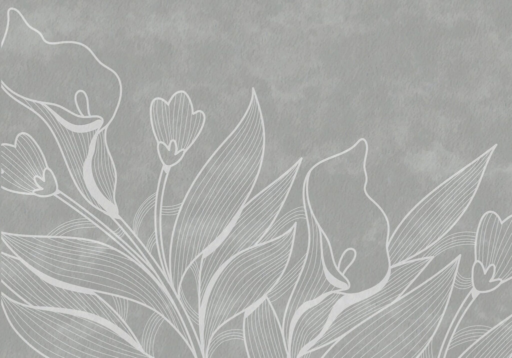 Weiße Strichzeichnung von Blumen Weiße Strichzeichnung von Blumen