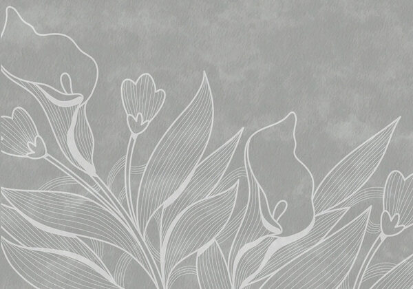 Weiße Strichzeichnung von Blumen Weiße Strichzeichnung von Blumen