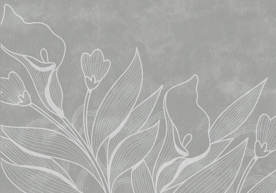Weiße Strichzeichnung von Blumen