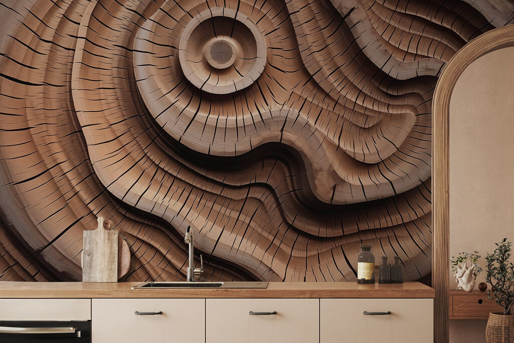 Wood carving with a spiral pattern Wood carving with a spiral pattern