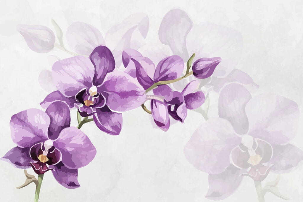 Lila Blumen auf einem Zweig Lila Blumen auf einem Zweig