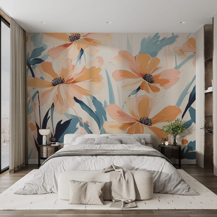 Malerei von Blumen auf einer weißen Fläche