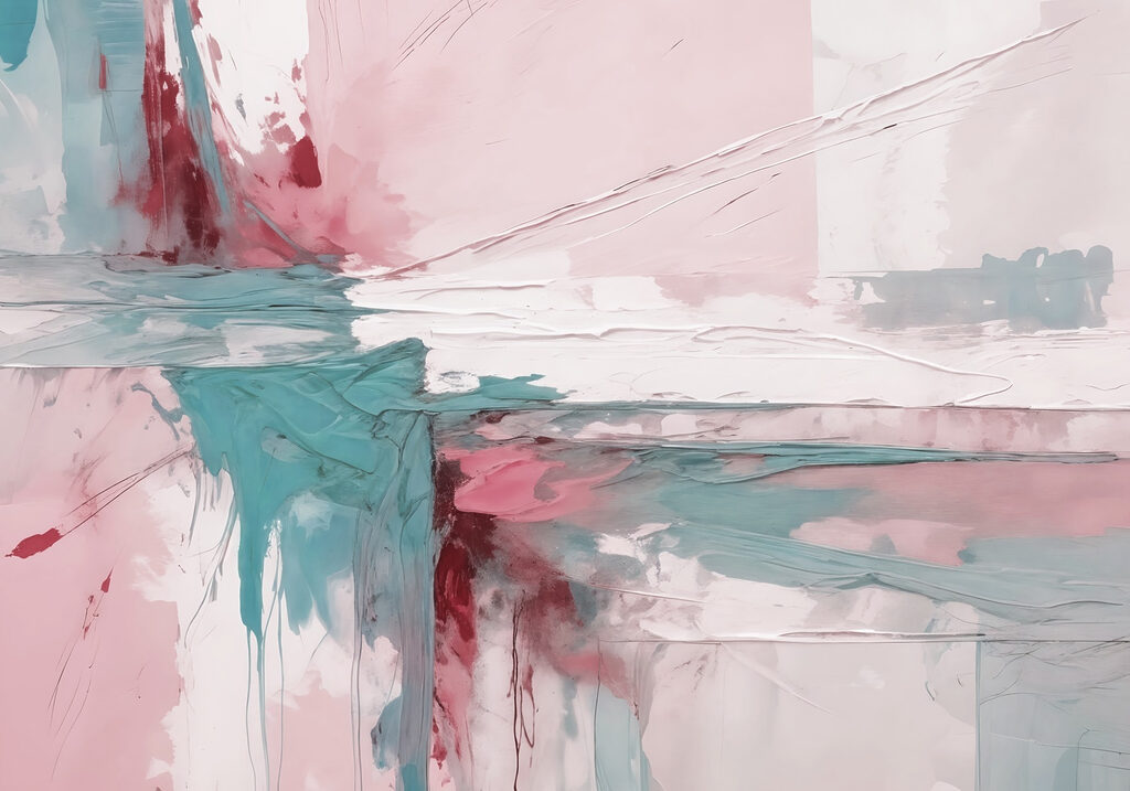 Malerei einer rosa und blauen Farbe Malerei einer rosa und blauen Farbe