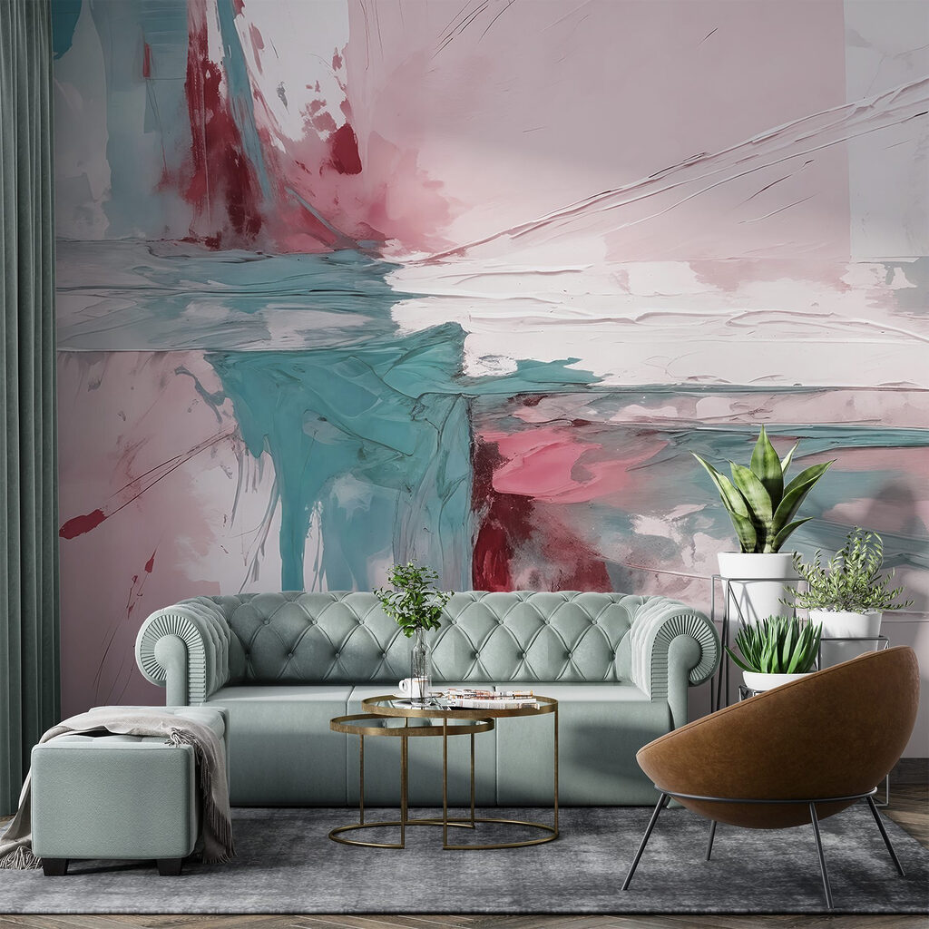 Painting of a pink and blue color