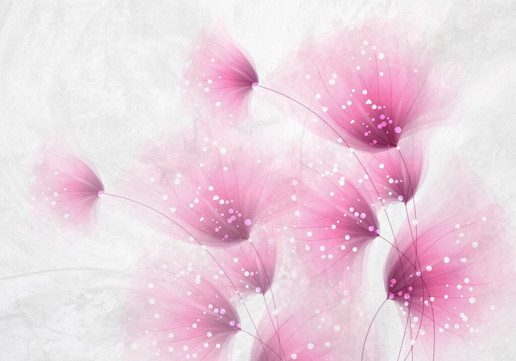 Rosa Blumen mit weißen Punkten Rosa Blumen mit weißen Punkten