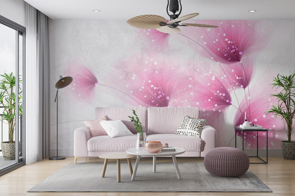 Pink flowers with white dots