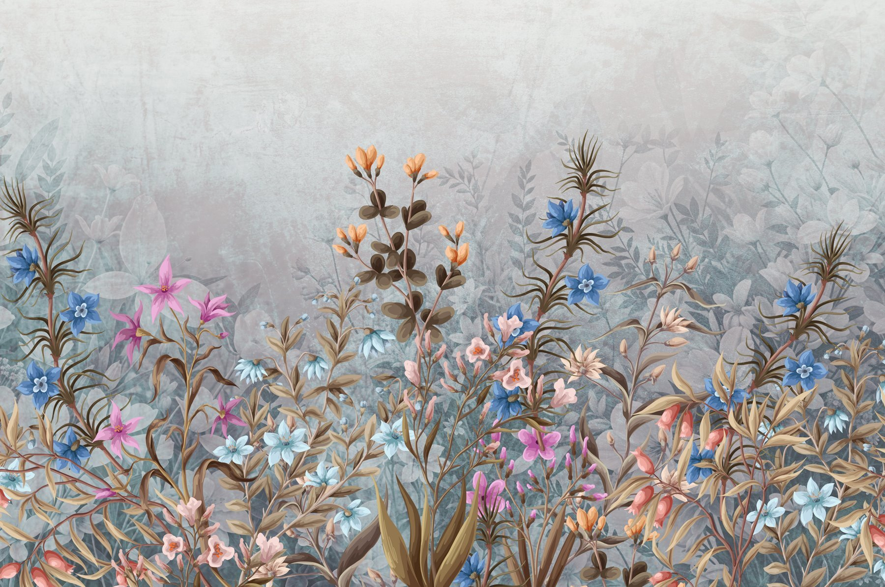 Malerei von Blumen und Blättern w08428p - Malerei von Blumen und Blättern