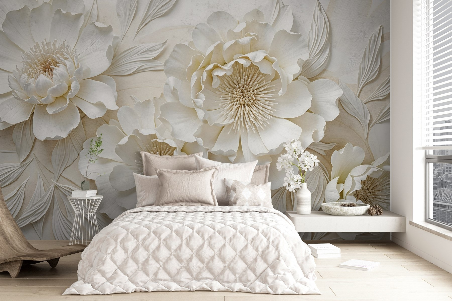 White flowers with leaves