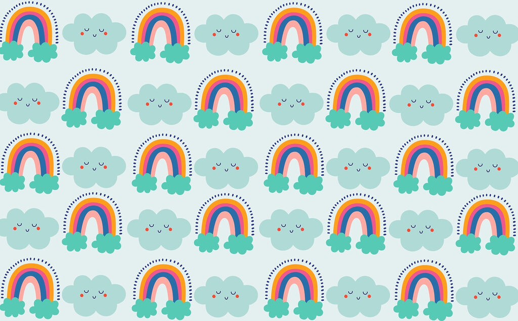 Muster aus Wolken und Regenbögen Muster aus Wolken und Regenbögen