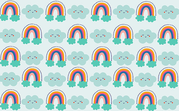Muster aus Wolken und Regenbögen Muster aus Wolken und Regenbögen