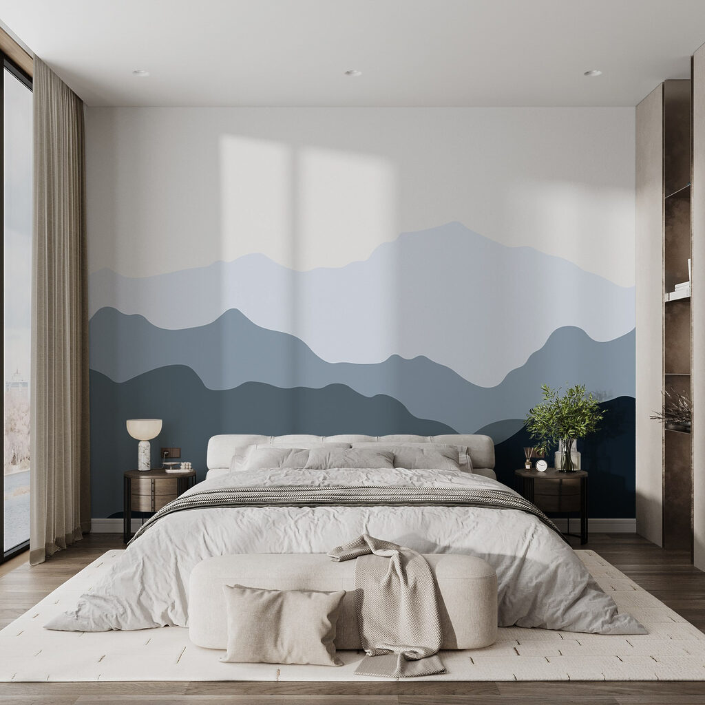 Mountain range with a white background
