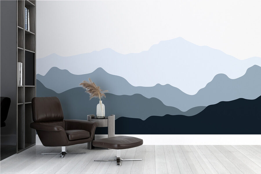 Bergkette mit weißem Hintergrund