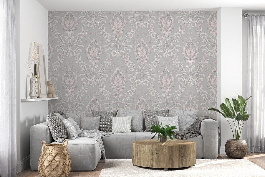 Tapete mit rosa und weißen Motiven