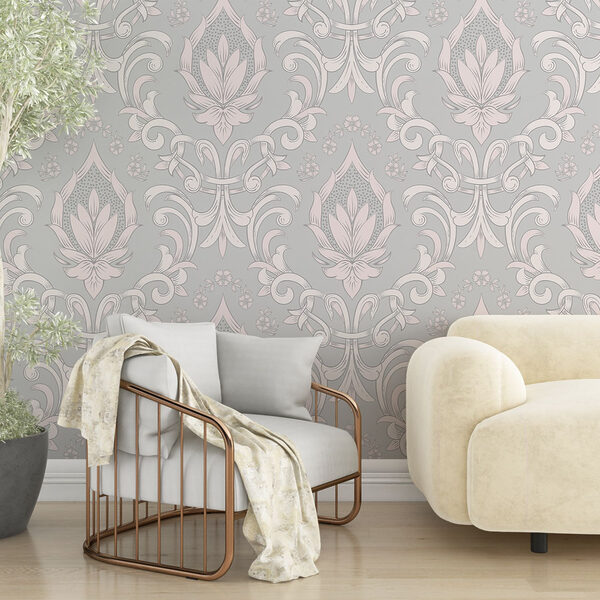 Tapete mit rosa und weißen Motiven Tapete mit rosa und weißen Motiven