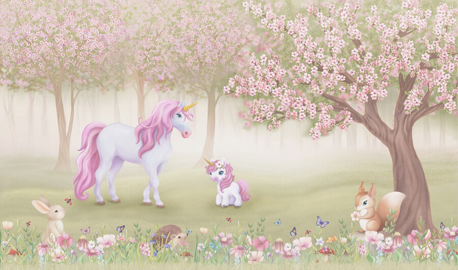 Ein Einhorn und ein Eichhörnchen im Wald Ein Einhorn und ein Eichhörnchen im Wald