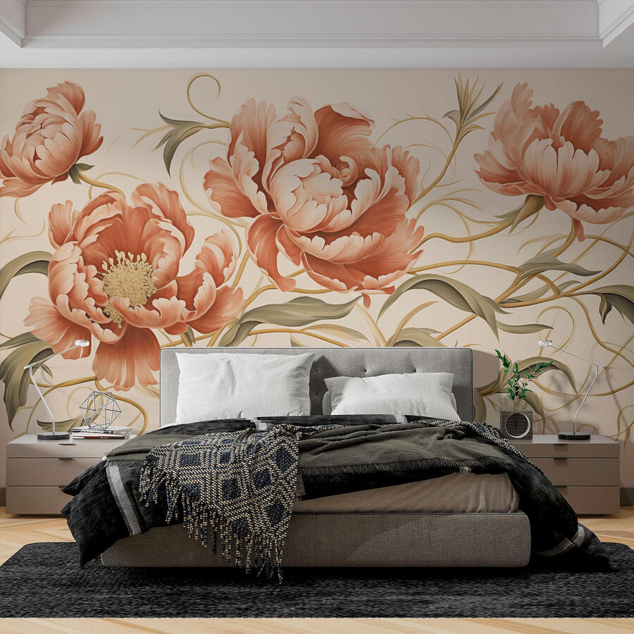 Malerei von Blumen und Reben