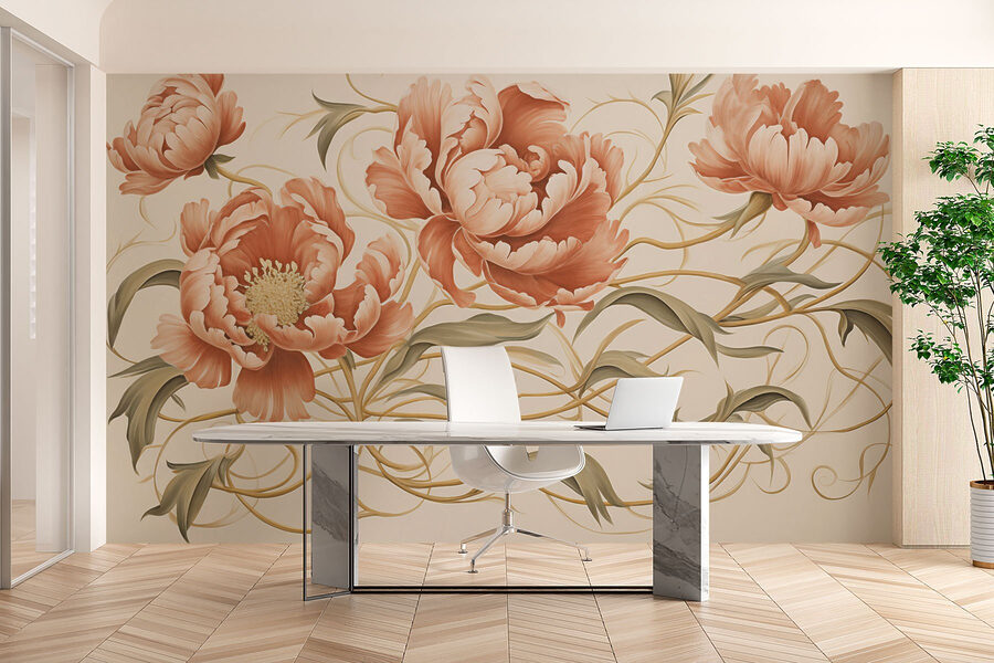 Malerei von Blumen und Reben