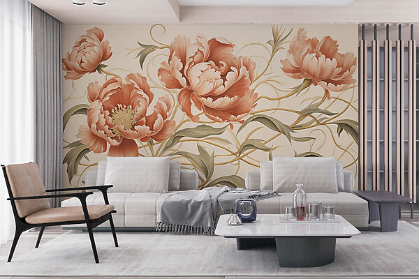 Malerei von Blumen und Reben Malerei von Blumen und Reben