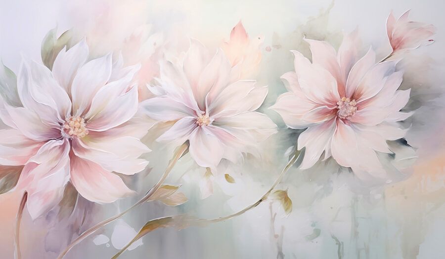 Malerei von Blumen auf einer weißen Fläche