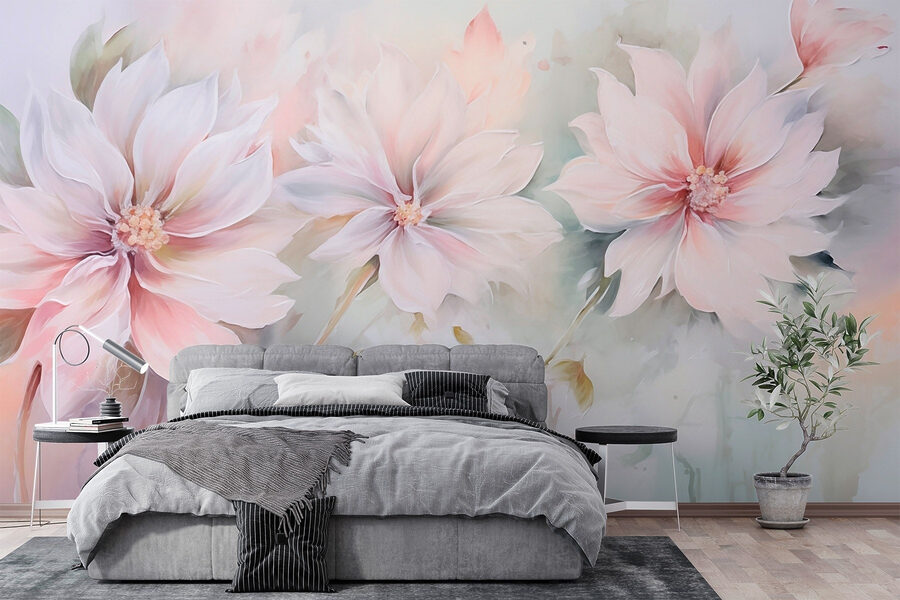 Malerei von Blumen auf einer weißen Fläche