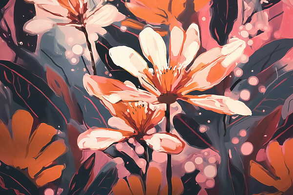 Malerei von Blumen und Blättern Malerei von Blumen und Blättern