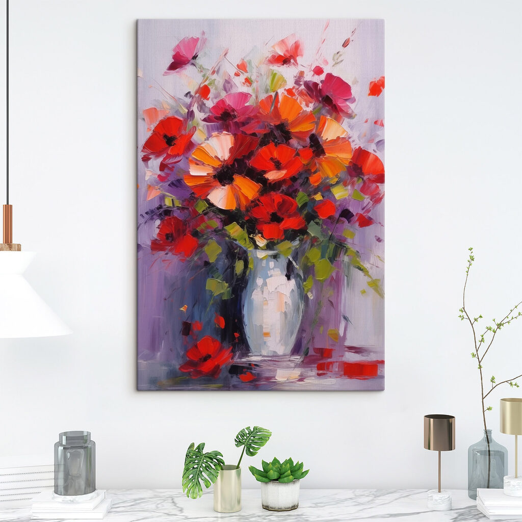 Painting of flowers in a vase