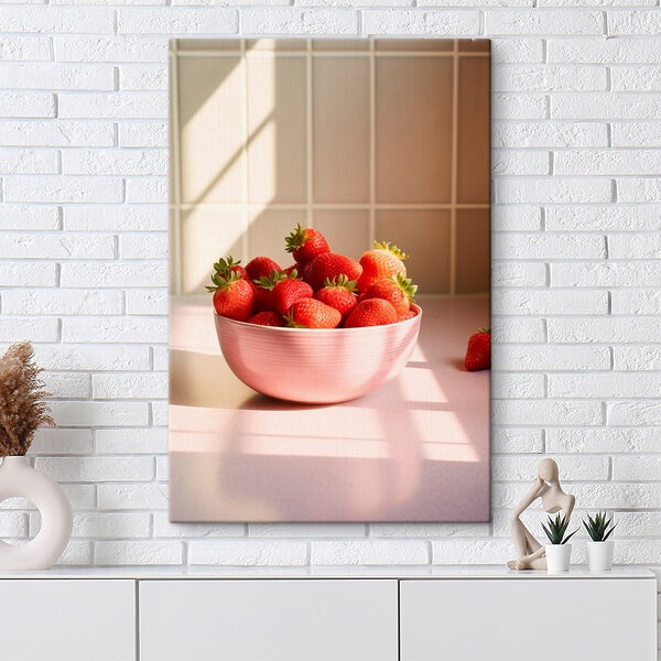 Schale mit Erdbeeren auf einer Theke Schale mit Erdbeeren auf einer Theke