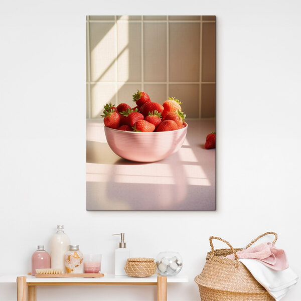 Schale mit Erdbeeren auf einer Theke Schale mit Erdbeeren auf einer Theke