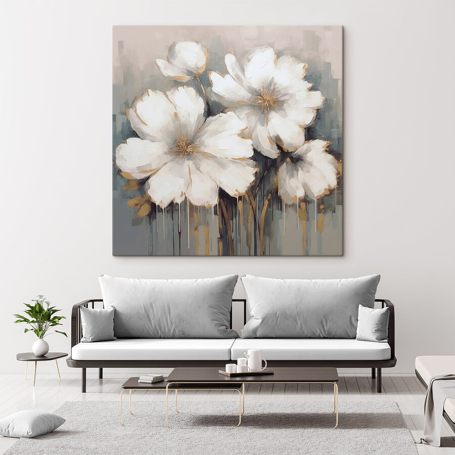 Malerei von weißen Blumen Malerei von weißen Blumen
