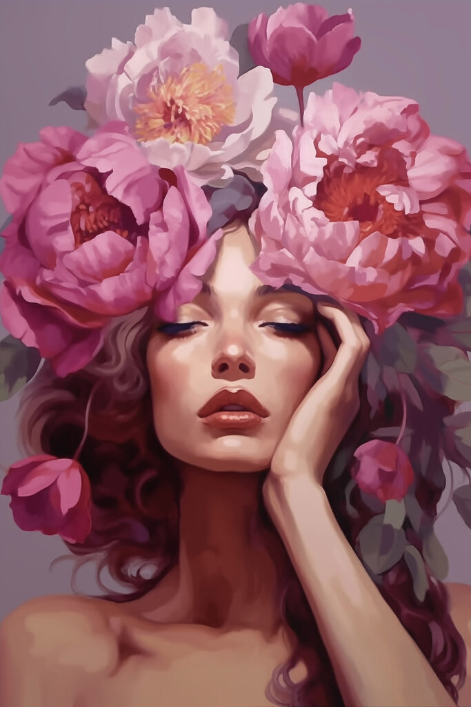 Woman with flowers on her head Woman with flowers on her head