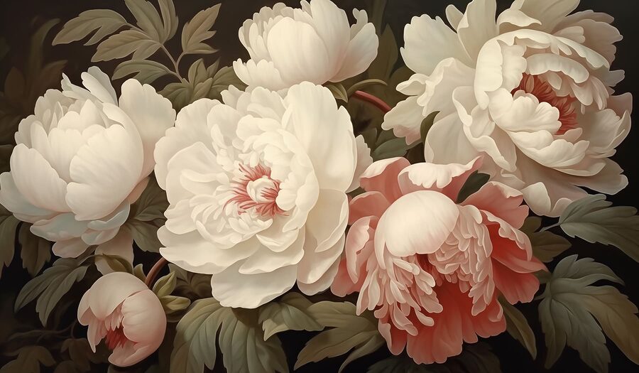 Gruppe von weißen und rosafarbenen Blumen