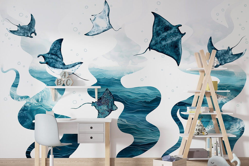 Group of stingrays in the water Group of stingrays in the water