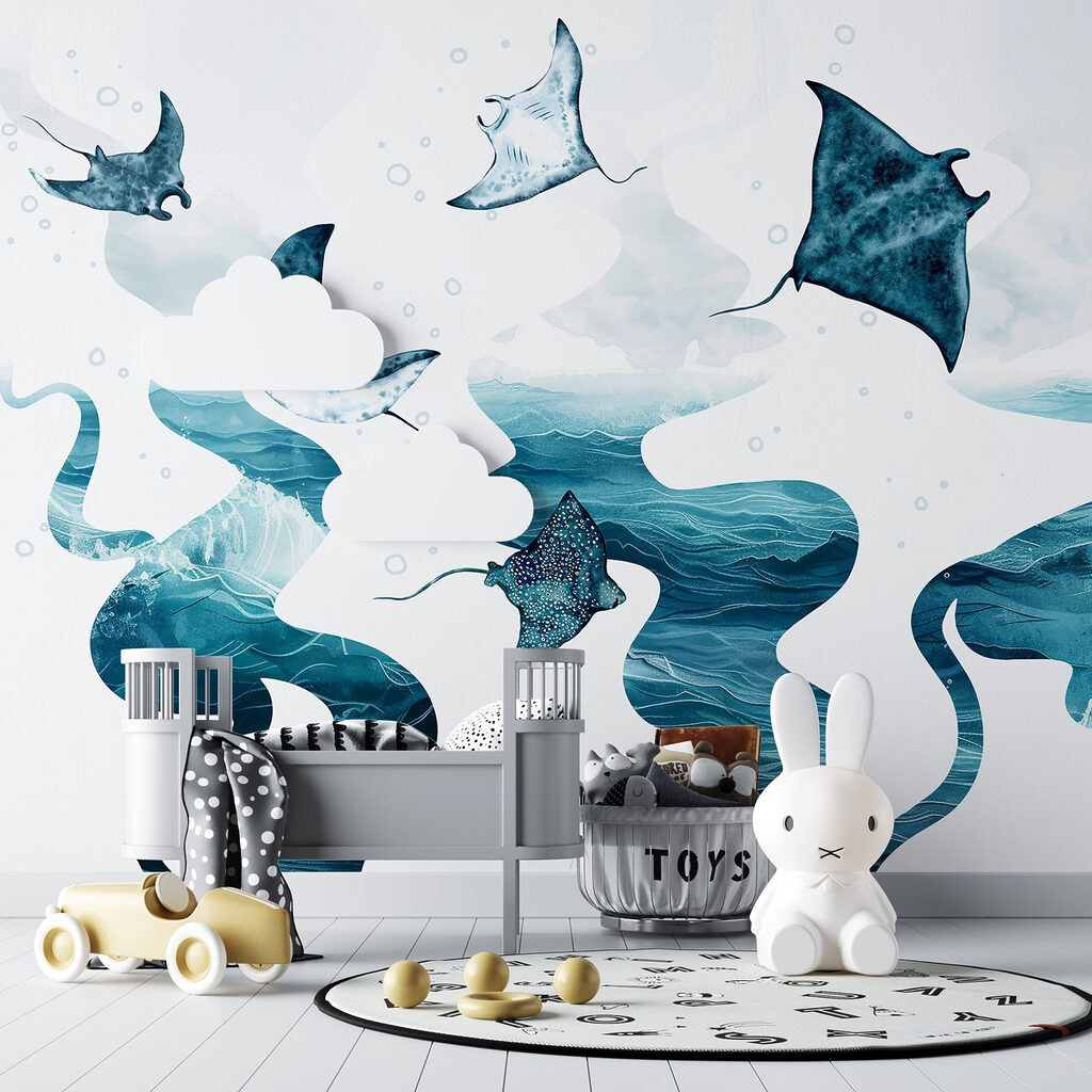 Group of stingrays in the water Group of stingrays in the water