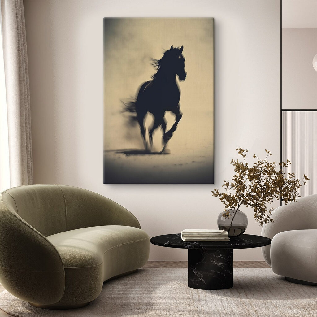 Horse running in the snow