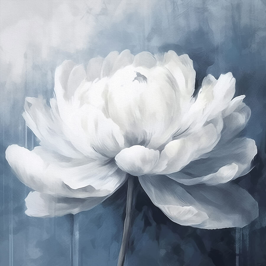 Weiße Blume auf blauem Hintergrund