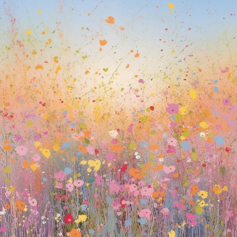Gemälde von Blumen auf einem Feld
