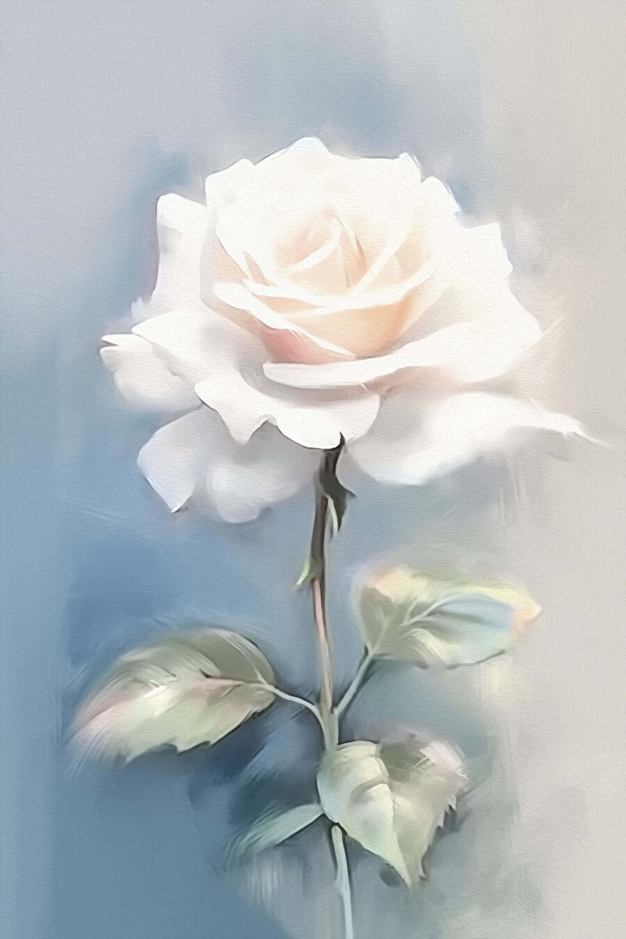 Weiße Rose mit grünen Blättern