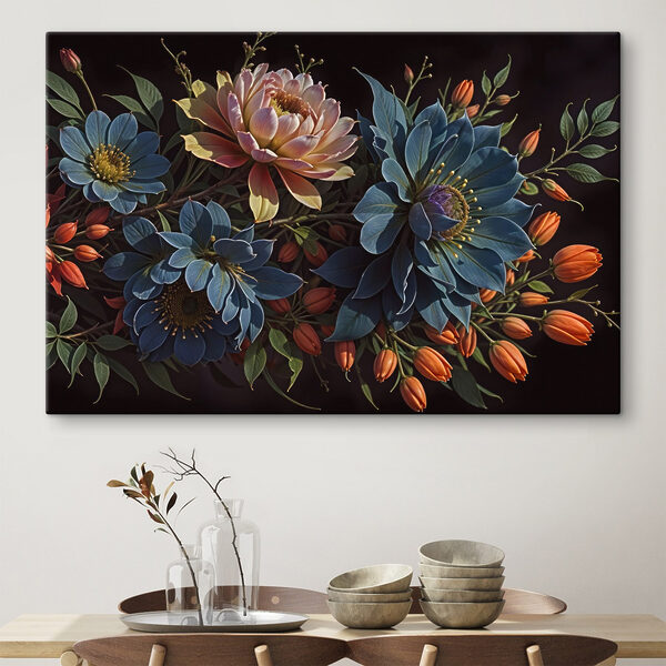 Gruppe von Blumen mit orangefarbenen Knospen Gruppe von Blumen mit orangefarbenen Knospen